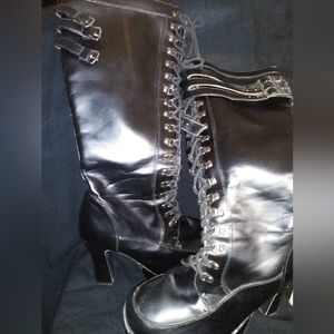 High heeled goth boots